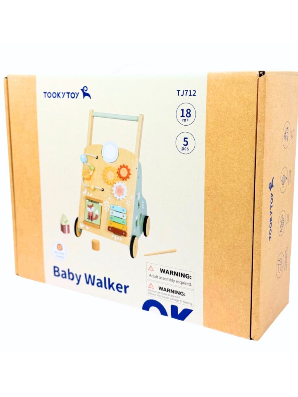 Wooden Baby Walker for Toddlers, Montessori 6-in-1 Activity Learning Toy - Picture 9 of 16